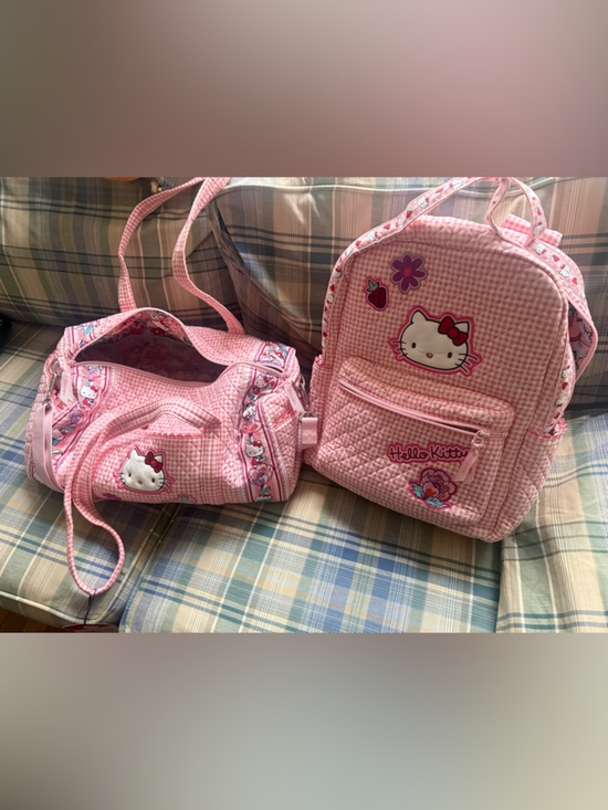 Hello Kitty Handbags - Hello Kitty Pink Gingham Kids Backpack and Duffel Set